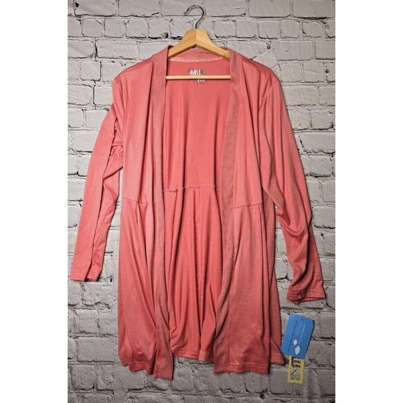 Muk Luks Coral Pink Soft Duster Cardigan Sweater NWT Size L - Picture 1 of 11